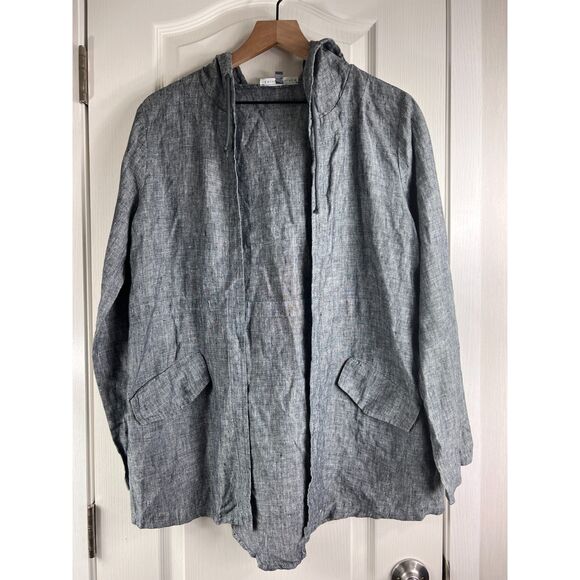 Elliott Lauren Women's Linen Hooded Jacket Gray Size XS - Picture 1 of 8
